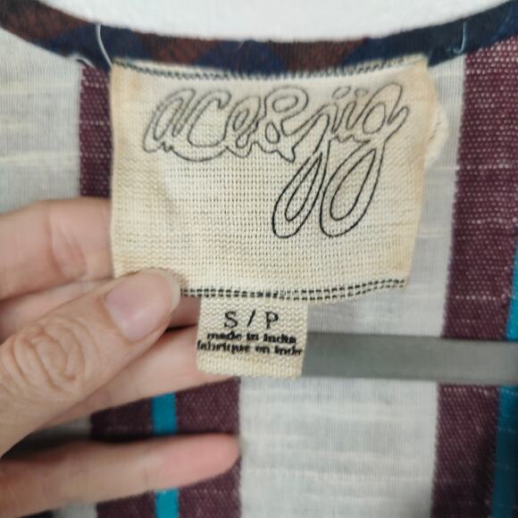 Ace & Jig Open Cardigan Sweater Womens Small Blue Brown Sleeveless Lagenlook - Picture 7 of 8